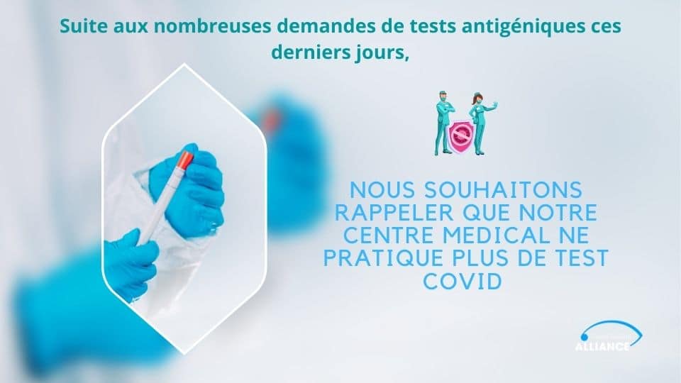 Votre test antigénique COVID 19 en 15 minutes - Centre médical de l'alliance